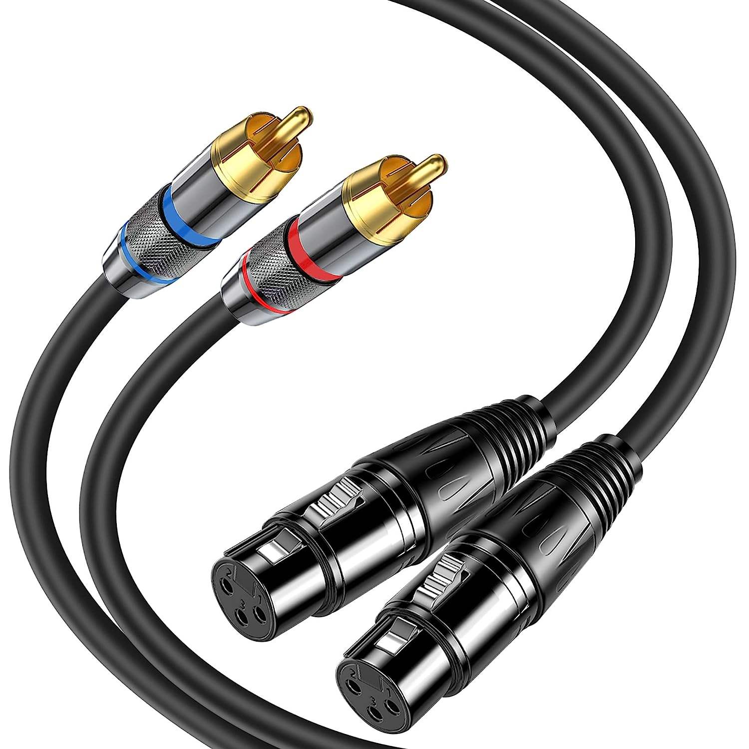 Dual XLR to RCA Cable Heavy Duty Dual XLR Female to Dual RCA HiFi Stereo Audio Connection Microphone Interconnect Cable