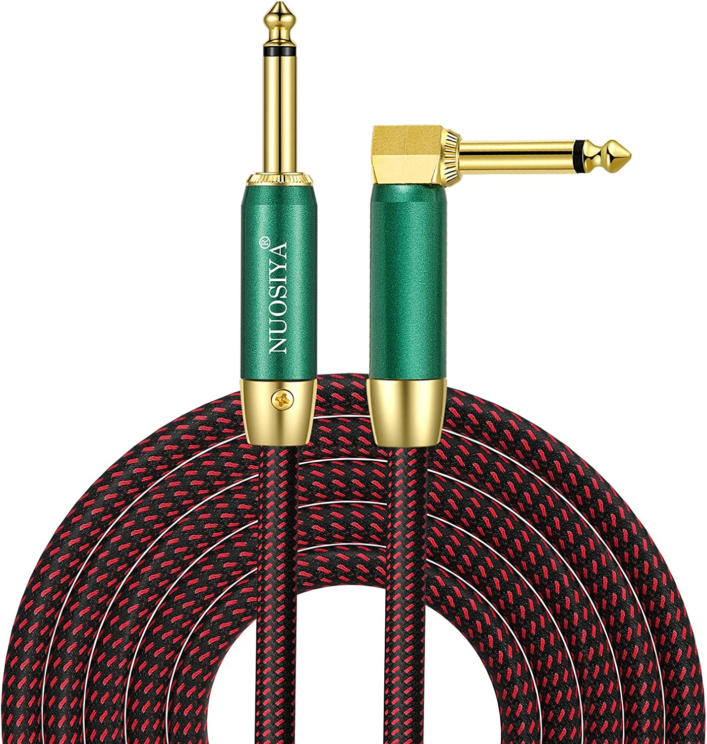 Guitar Cable Instrument Cord TS 1/4 Inch Audio 22AWG Chord 6.35MM Right Angle Support Guitar Amp