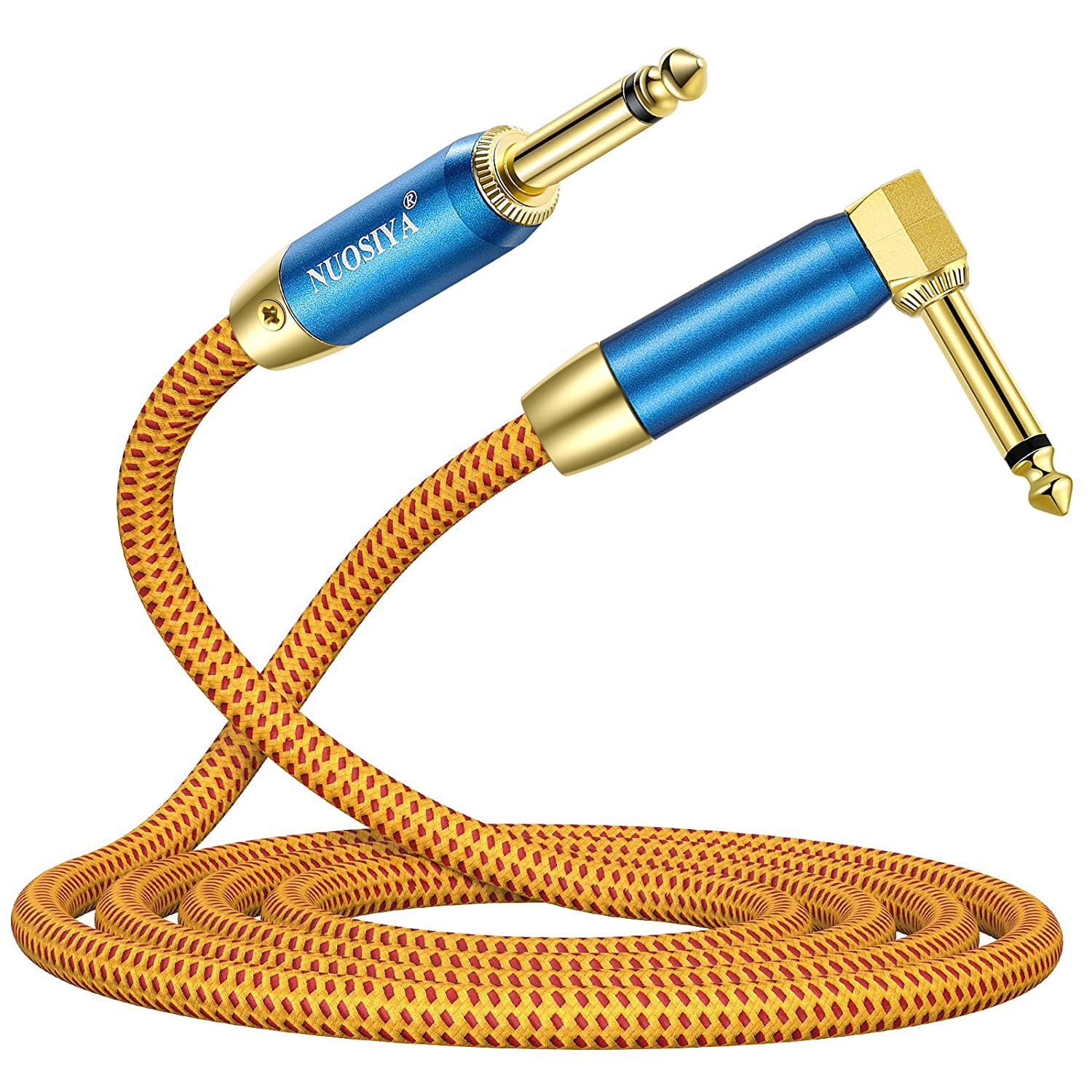 6.35mm Electric Guitar Chord Instrument Cable L Shaped Guitar Cable Straight to Right Angle Gold Plated Plug for Bass
