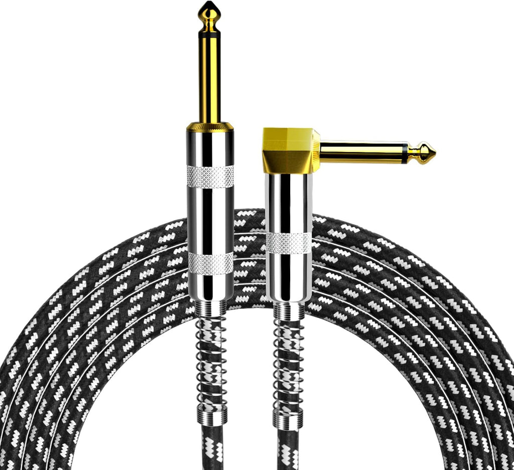 Factory oem Guitar Cable 6.35mm TS Straight to Right Angle Instrument Cable Male to Male Plug Audio Cord for Electric Guitar