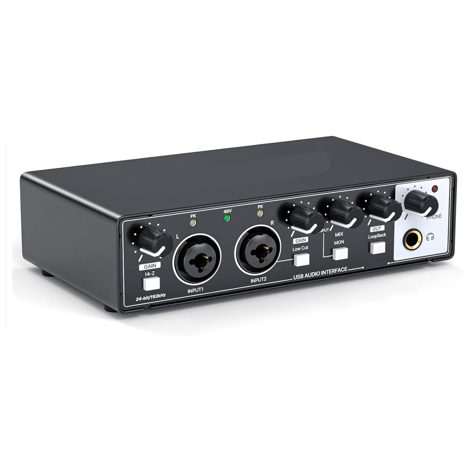 2i2 USB Audio Interface for PC and Mac, 24-bit/192kHz Plug and Play Interface for Recording Music, Studio, Guitar, Podcast, Streaming