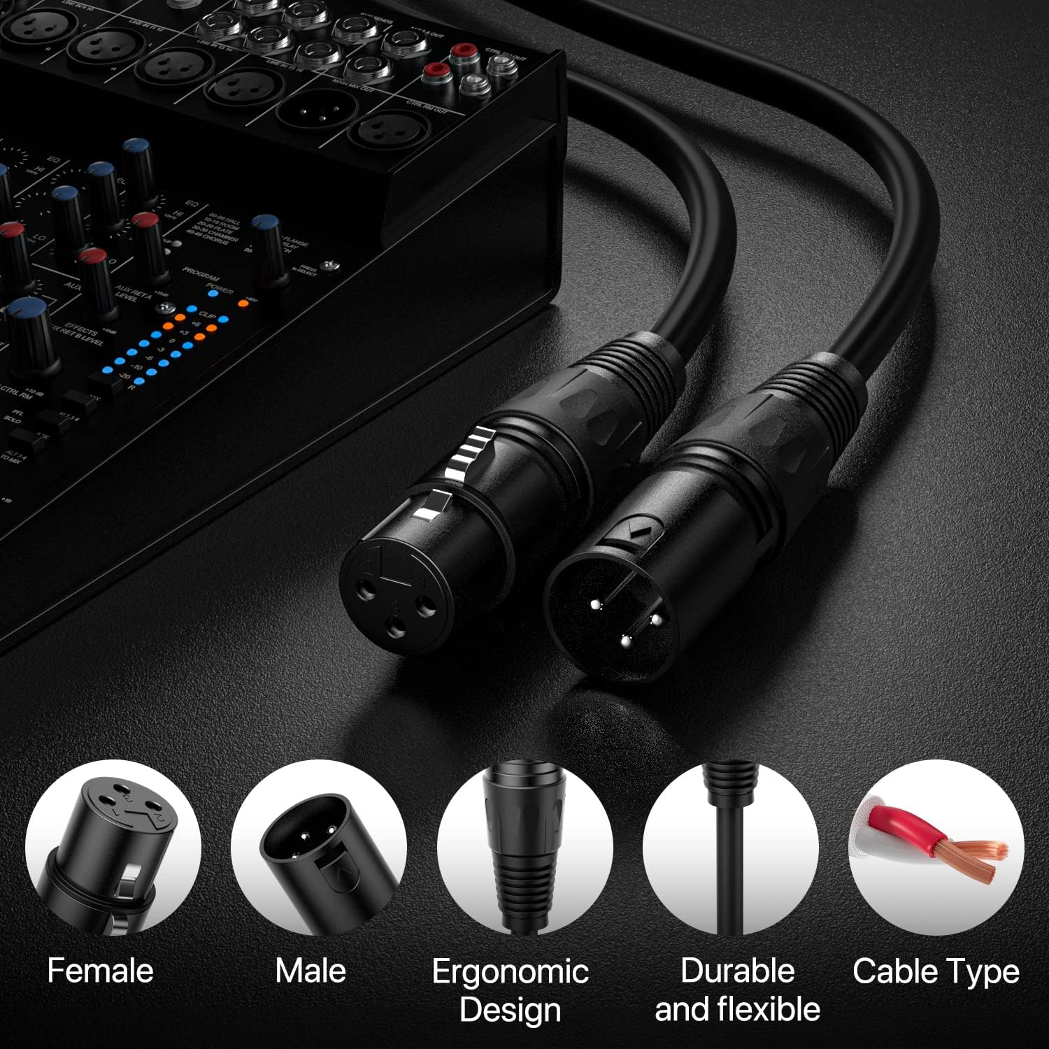 XLR Cable 3 Pins Balanced XLR Microphone Cable Male to Female Suitable for Audio Mixer Speaker Systems Radio Station