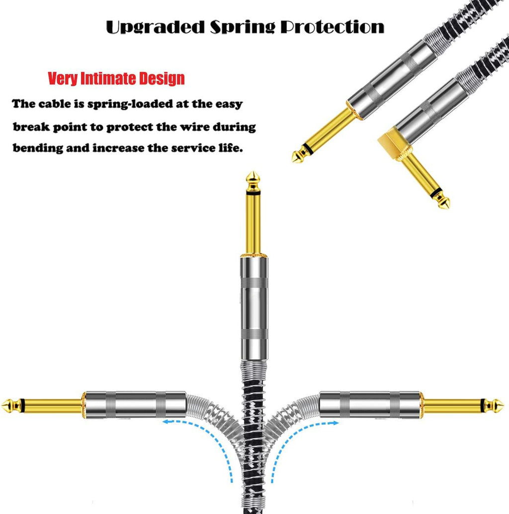 Factory oem Guitar Cable 6.35mm TS Straight to Right Angle Instrument Cable Male to Male Plug Audio Cord for Electric Guitar