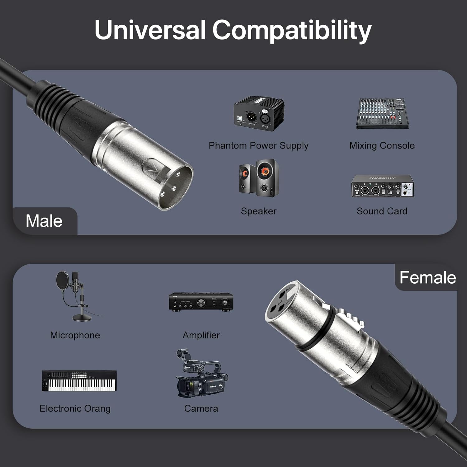 Factory OEM Hifi XLR Audio Cable Microphone Mic 3 Pin Connector XLR Male to Female Extension Cables for Speaker
