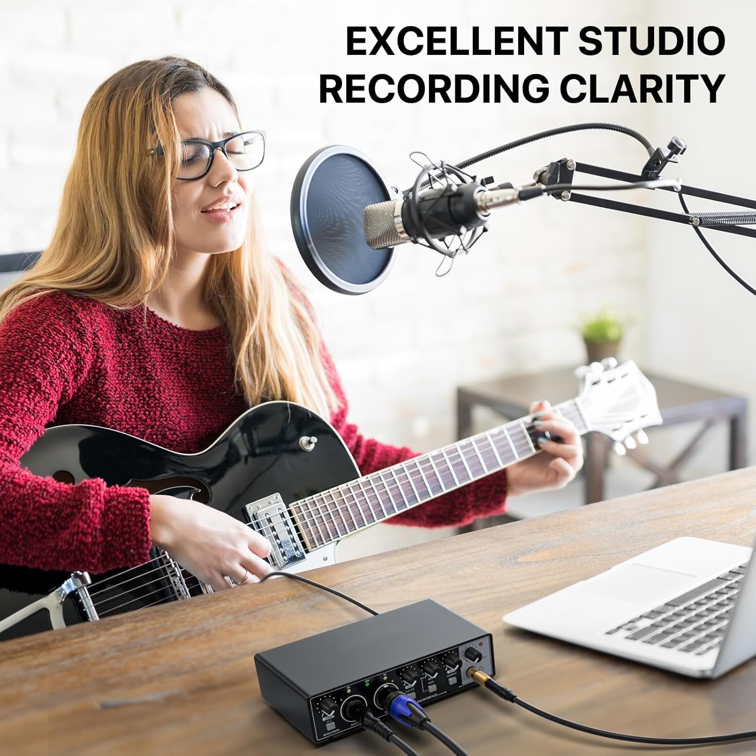2i2 USB Audio Interface for PC and Mac, 24-bit/192kHz Plug and Play Interface for Recording Music, Studio, Guitar, Podcast, Streaming