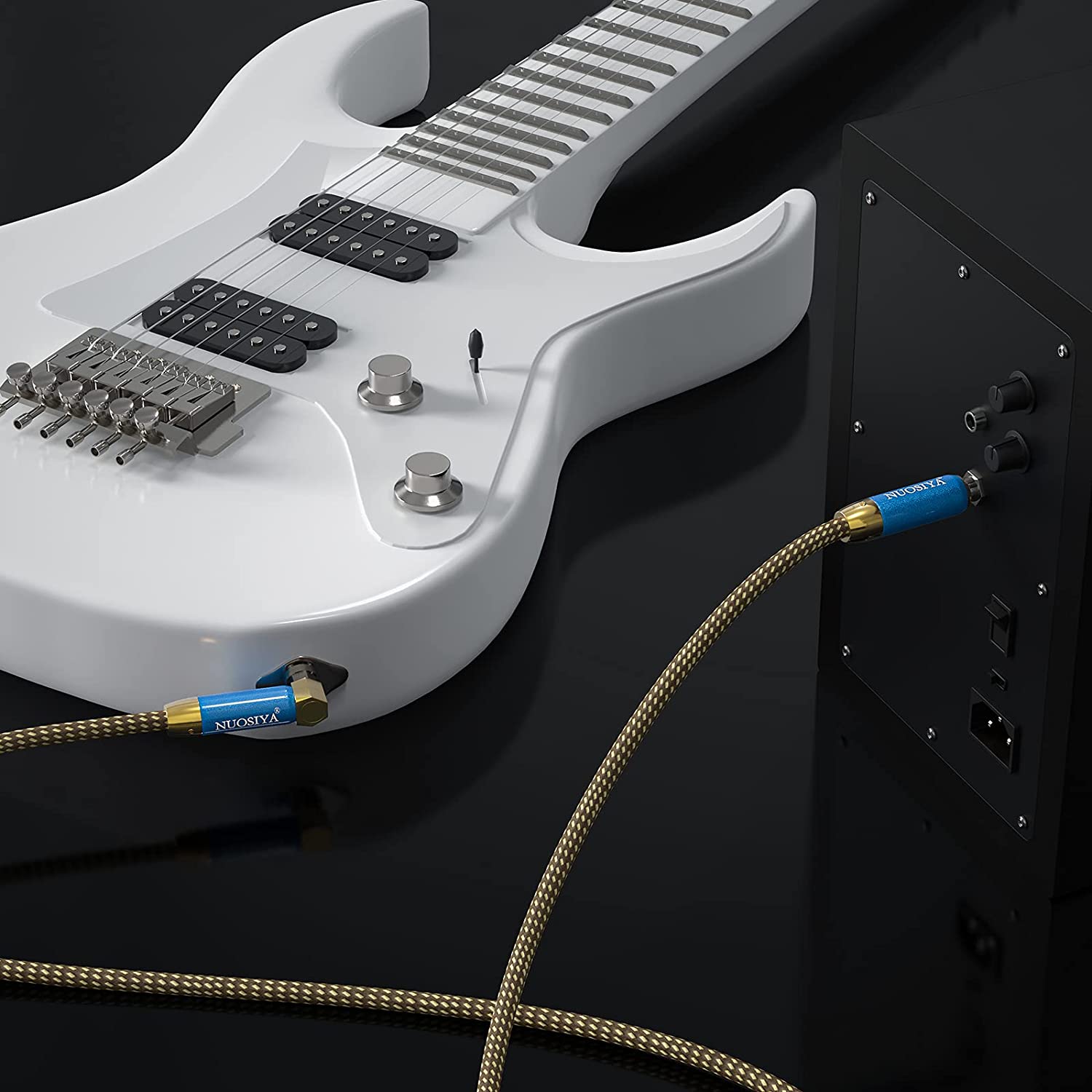 6.35mm Electric Guitar Chord Instrument Cable L Shaped Guitar Cable Straight to Right Angle Gold Plated Plug for Bass