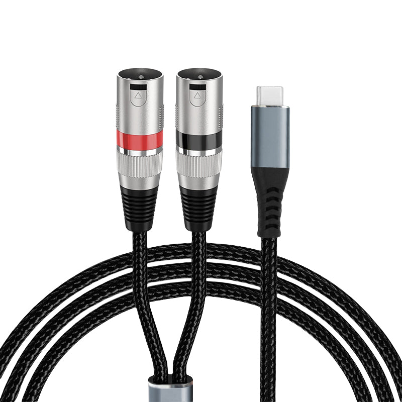 Factory Wholesale USB C to Dual XLR Male Audio Cable USB C to 2 XLR Male Amplifier Cable Mobile Phone Speaker