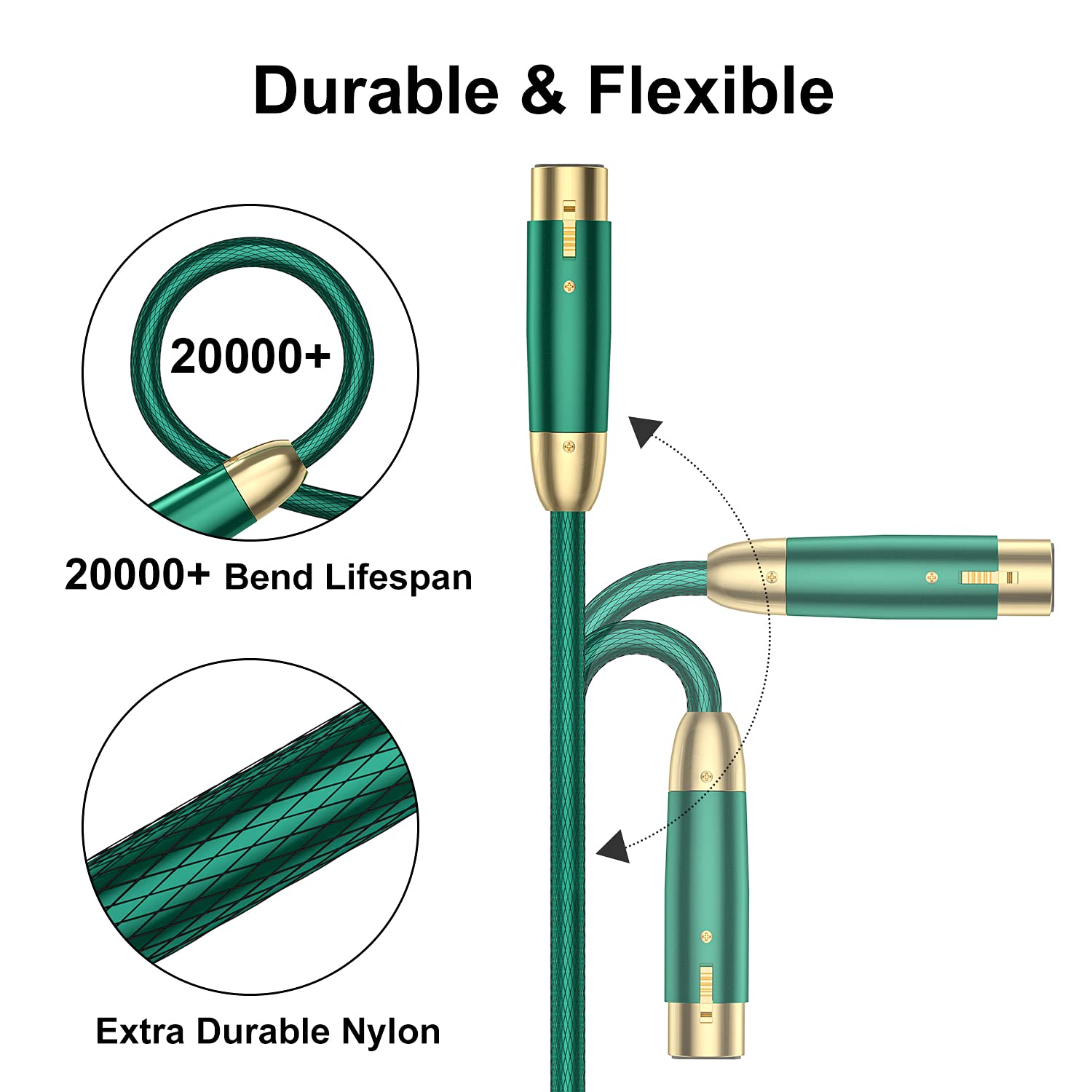 XLR Microphone Cables Copper Male to Female 3-Pin Balanced XLR Mic Cables Cord for Speaker Podcast Audio Mixer DMX Effector Amplifier Sound Card