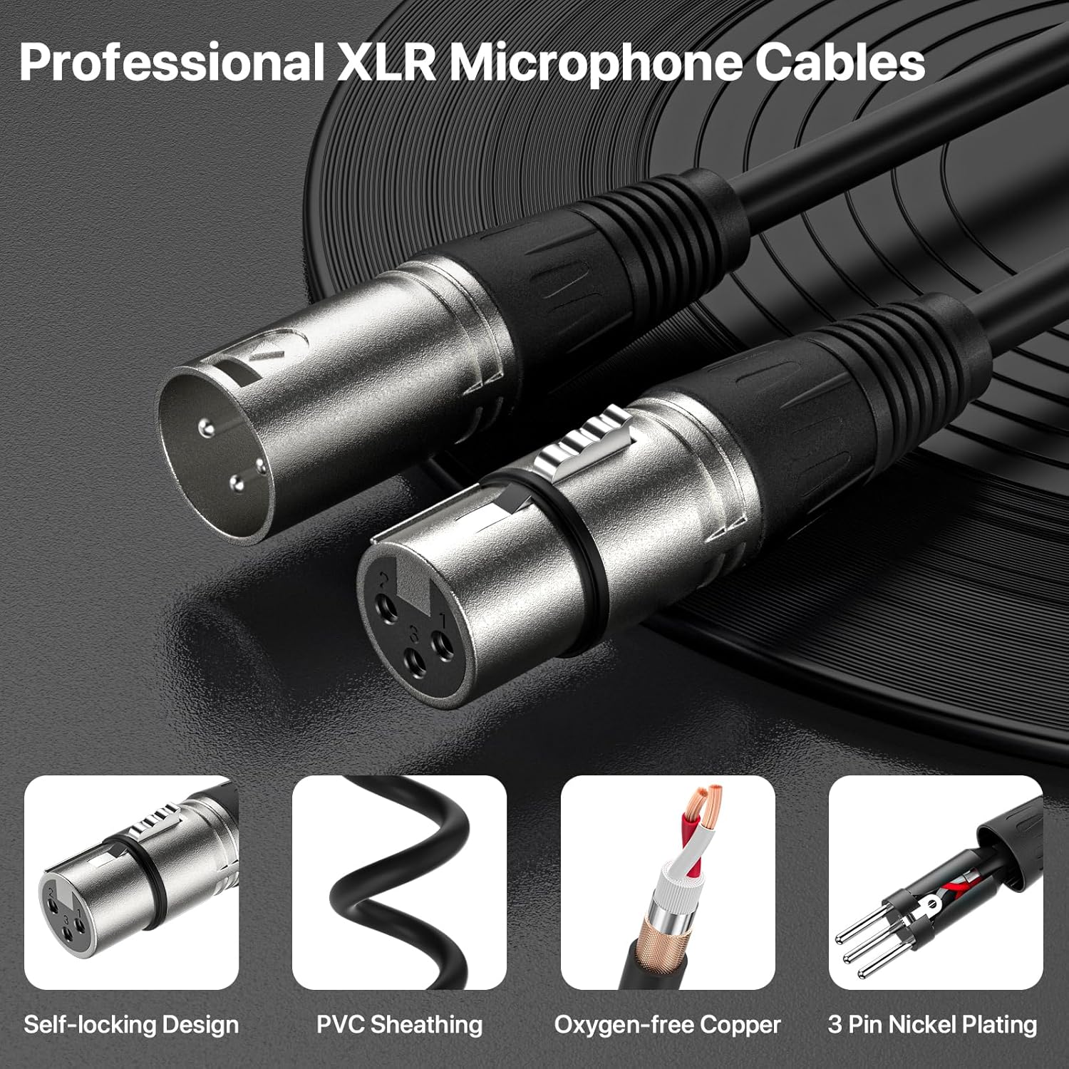 Factory OEM Hifi XLR Audio Cable Microphone Mic 3 Pin Connector XLR Male to Female Extension Cables for Speaker