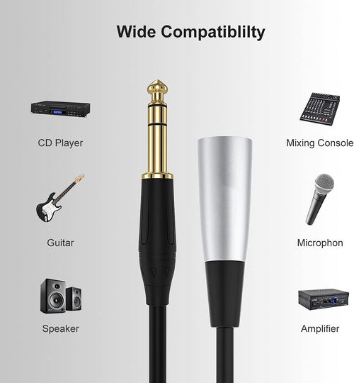 1/4" TRS to XLR Male Balanced Mic Microphone Cable XLR to 6.35 Jack
