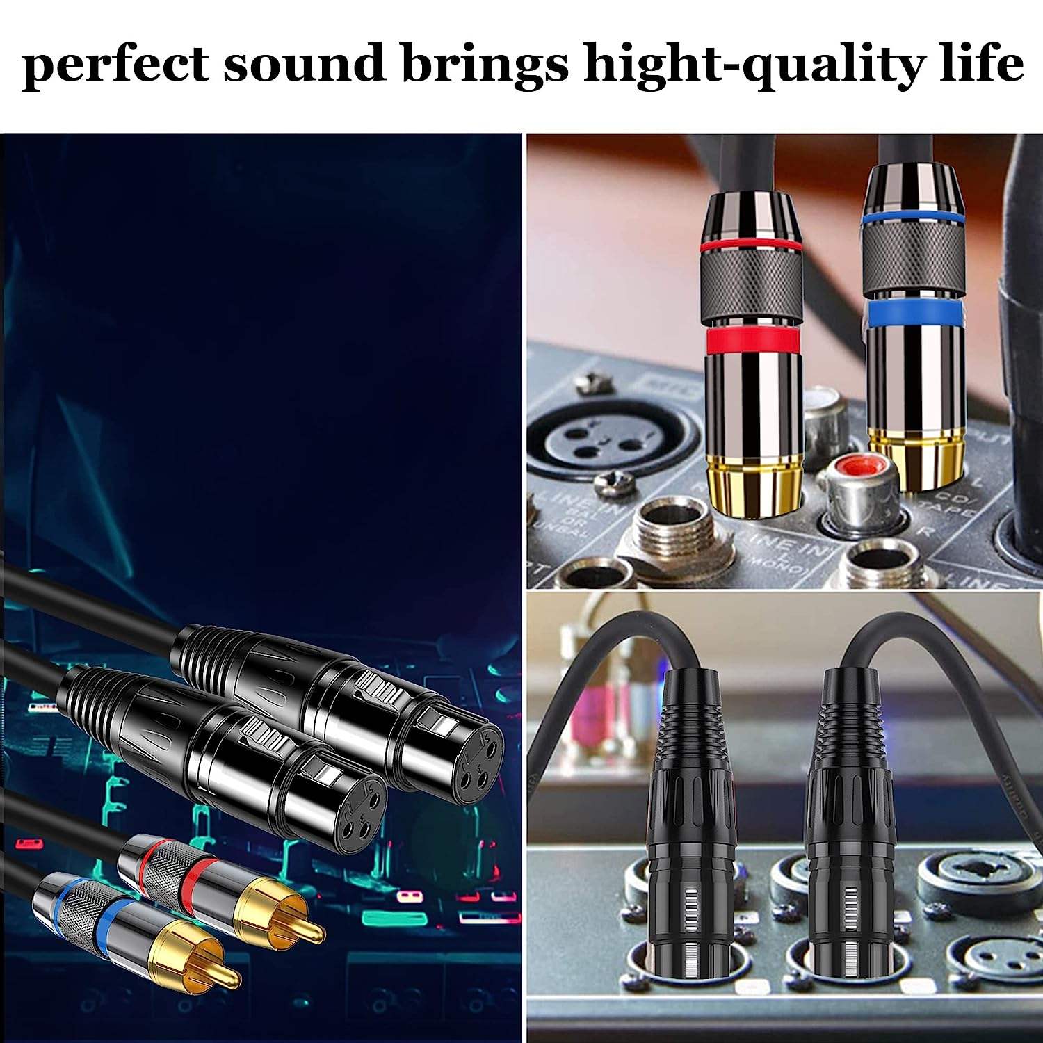 Dual XLR to RCA Cable Heavy Duty Dual XLR Female to Dual RCA HiFi Stereo Audio Connection Microphone Interconnect Cable