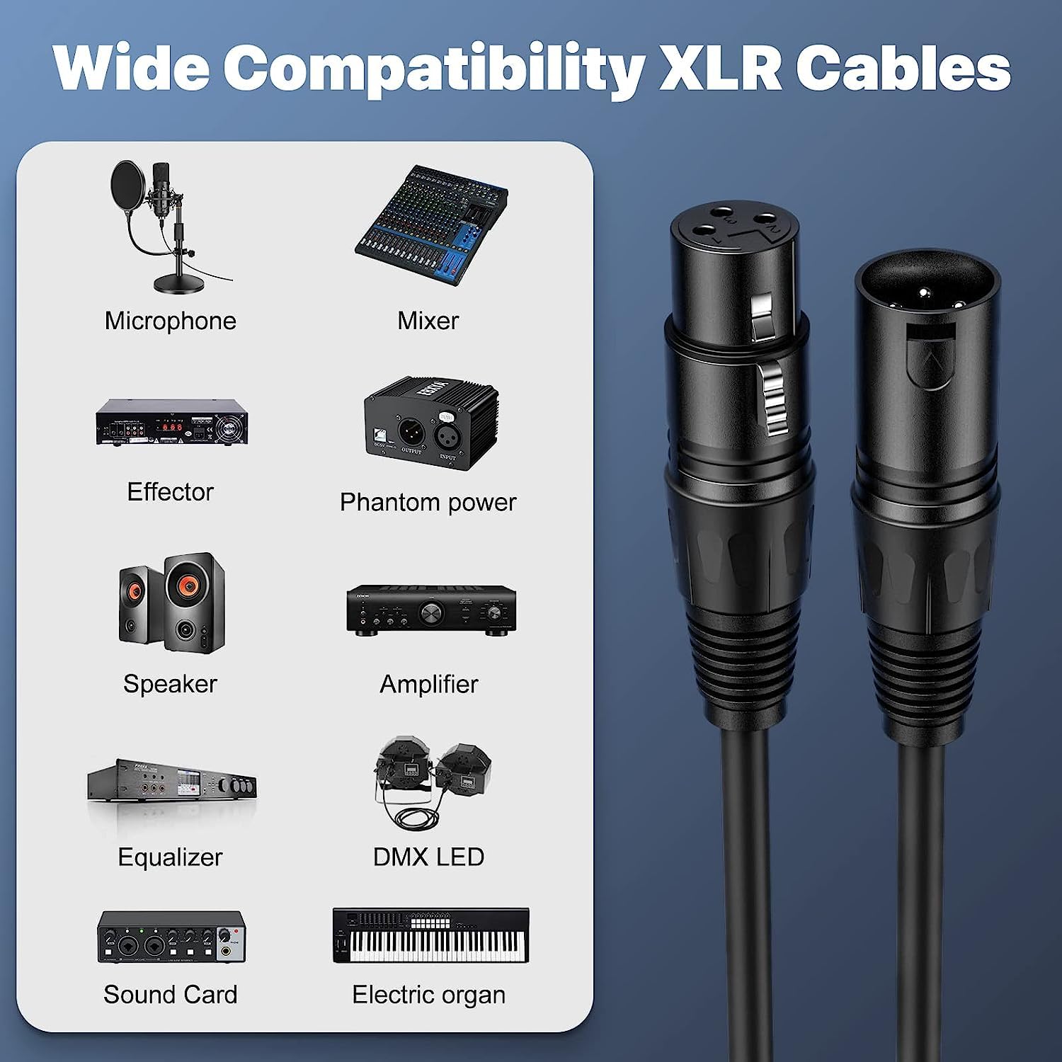 XLR Cable 3 Pins Balanced XLR Microphone Cable Male to Female Suitable for Audio Mixer Speaker Systems Radio Station