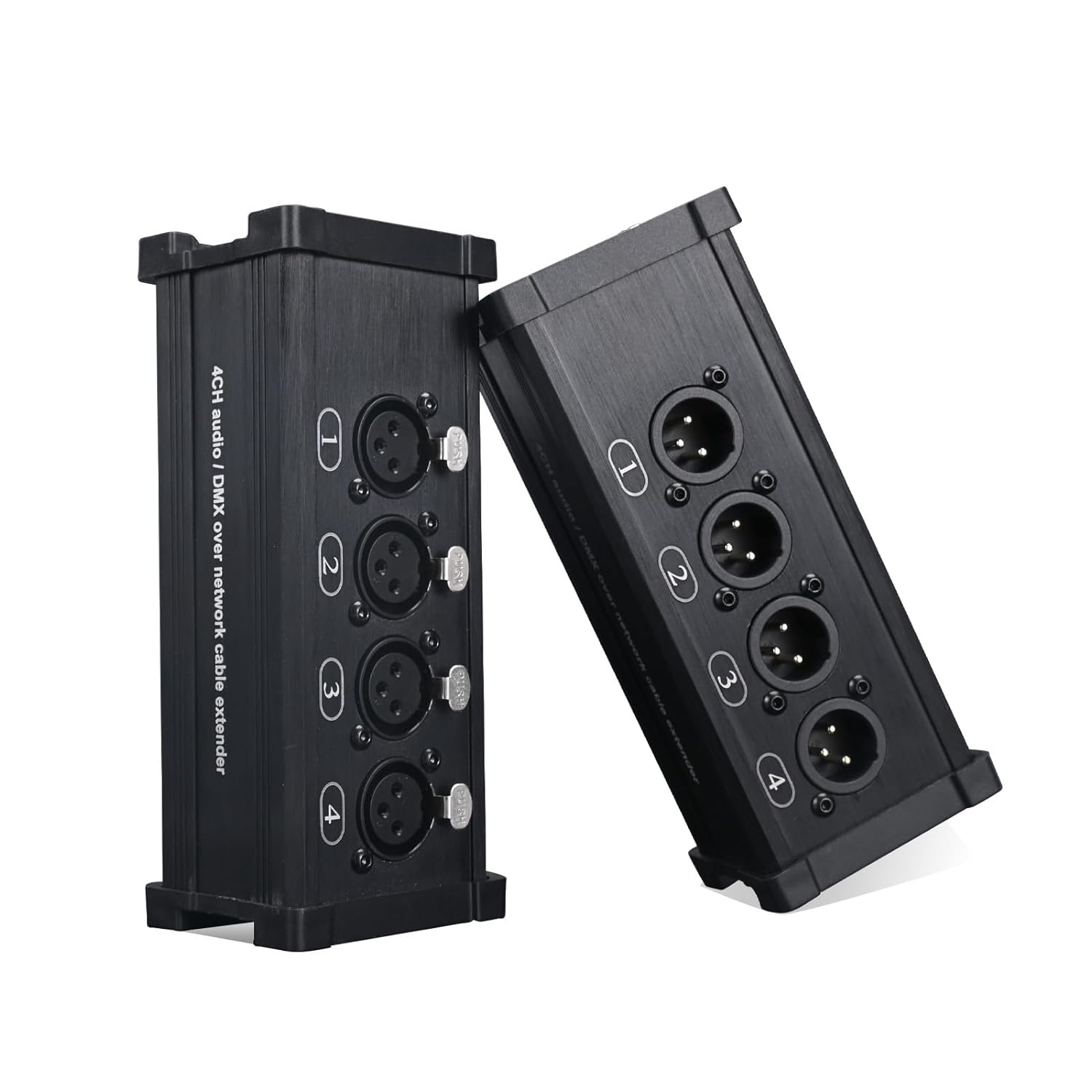 Multi Network XLR Cable 4 Channel Breakout Kit Pair with 2 Boxes XLR Splitter Boxes Pair with 4X Male XLR Box and 4X Female XLR Box Compatible with EtherCON Connector