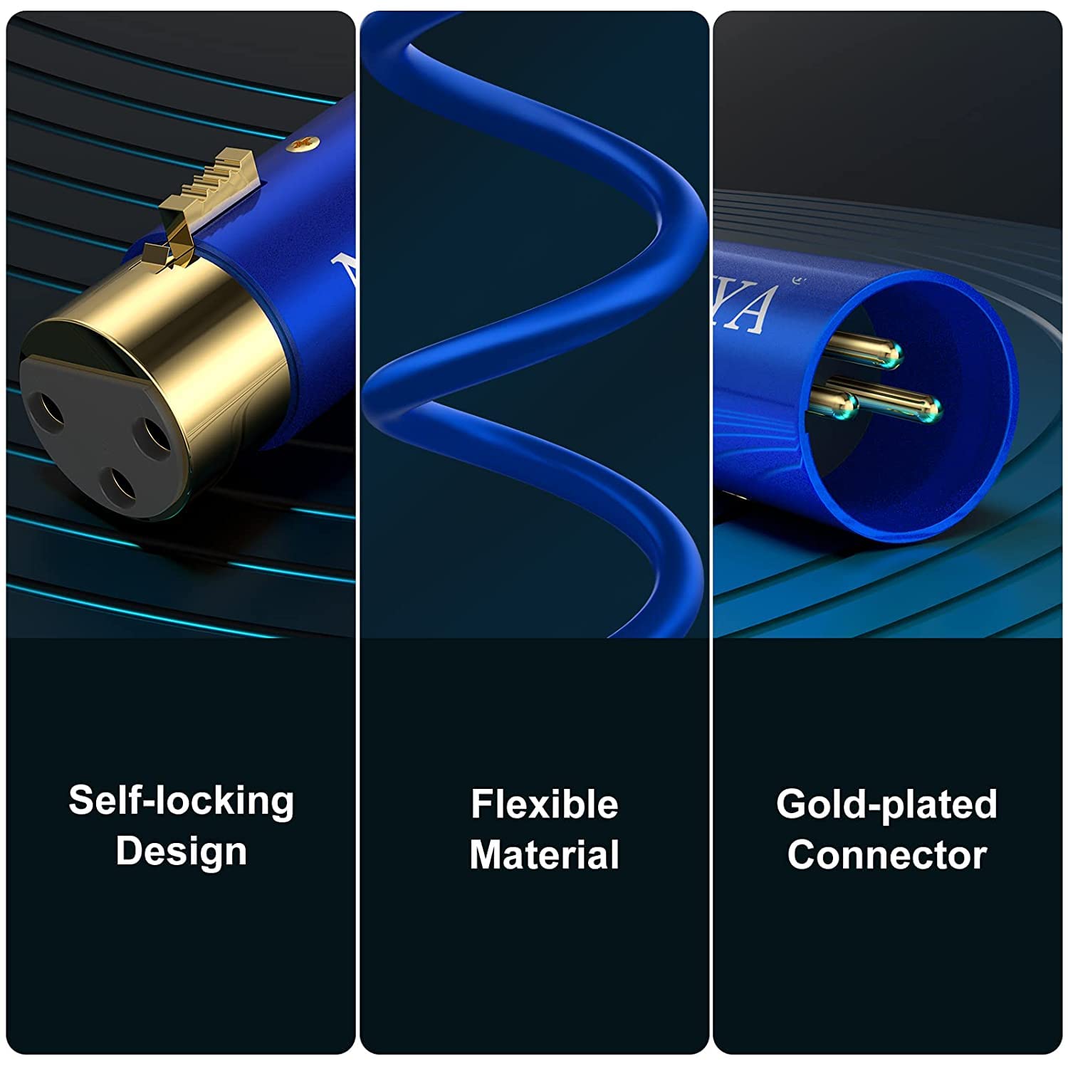 Premium Balanced Microphone Cable with 3 Pin XLR Male to Female Mic Speaker Cable