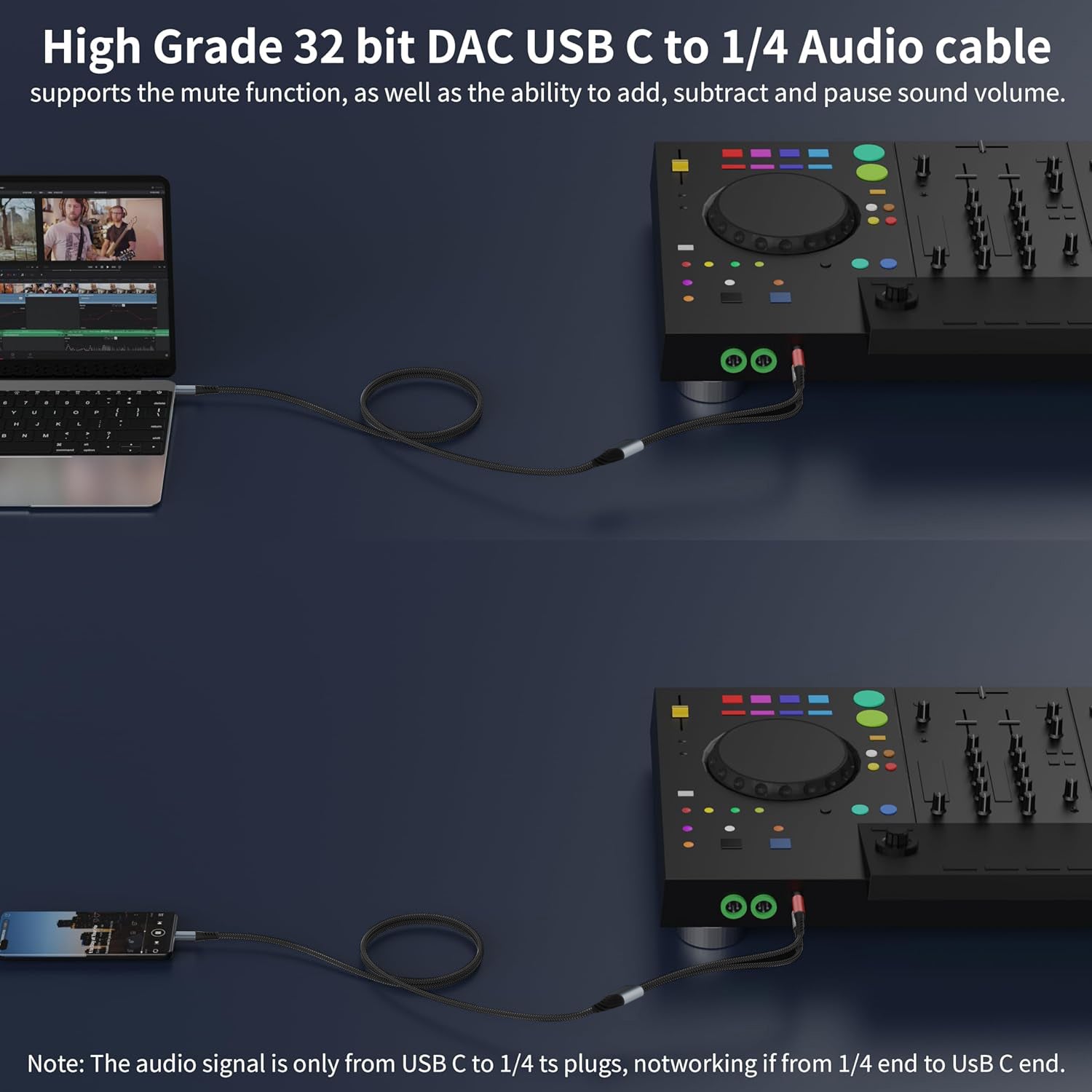 Type-c to dual 6.35 TS