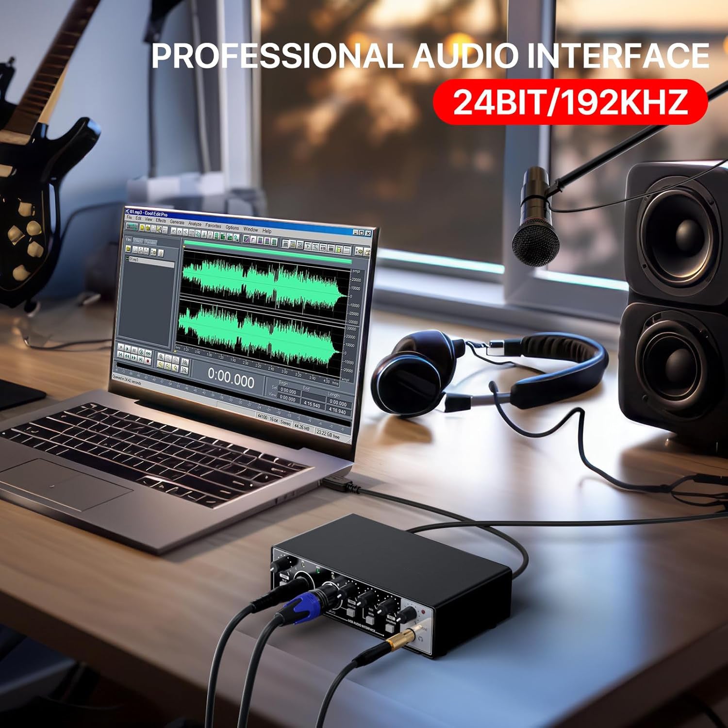 2i2 USB Audio Interface for PC and Mac, 24-bit/192kHz Plug and Play Interface for Recording Music, Studio, Guitar, Podcast, Streaming