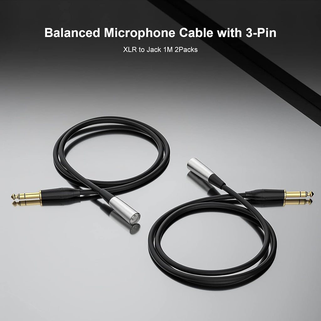 1/4" TRS to XLR Male Balanced Mic Microphone Cable XLR to 6.35 Jack