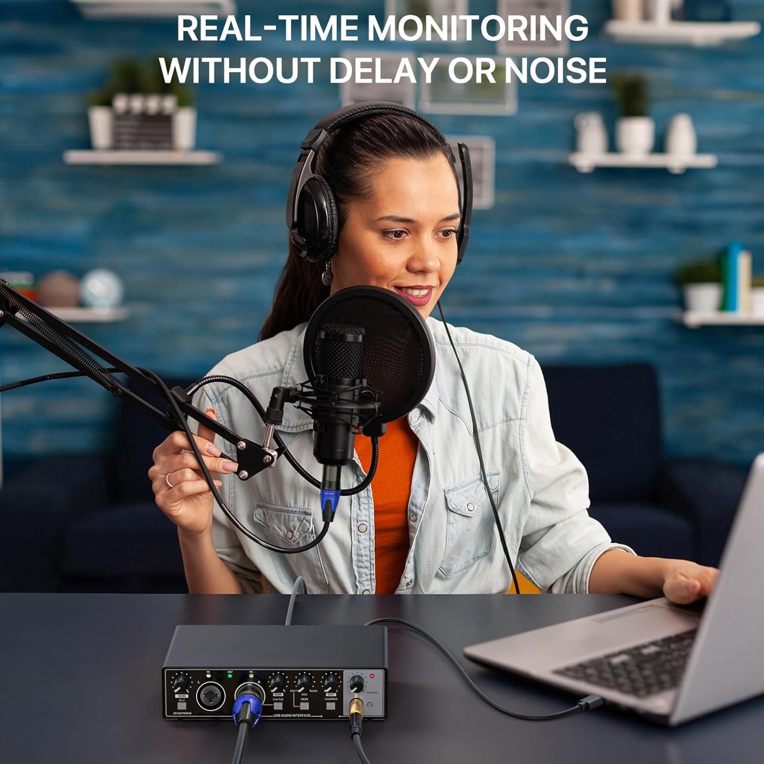 2i2 USB Audio Interface for PC and Mac, 24-bit/192kHz Plug and Play Interface for Recording Music, Studio, Guitar, Podcast, Streaming