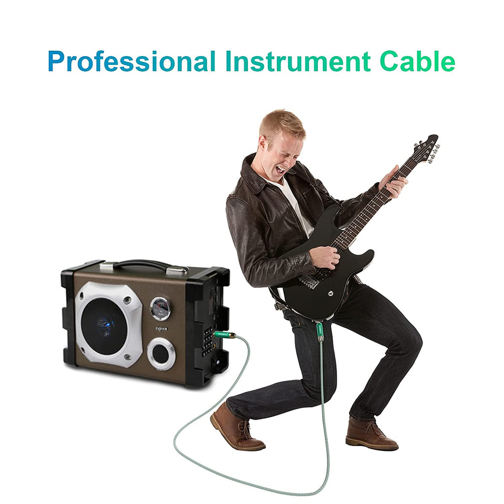 1/4 Inch Electric Instrument Cable Bass AMP Cord for Electric Guitar Bass Guitar Electric Mandolin Pro Audio Braided Tweed 24K Gold Plated Plug