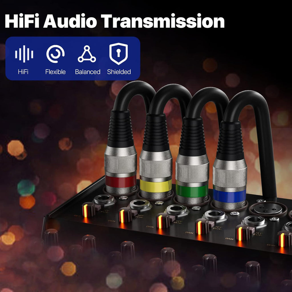 Black XLR Cable Premium Balanced DMX Cable with 3-Pin XLR Male to Female Microphone Cable