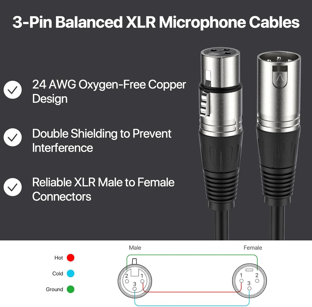 Factory OEM Hifi XLR Audio Cable Microphone Mic 3 Pin Connector XLR Male to Female Extension Cables for Speaker