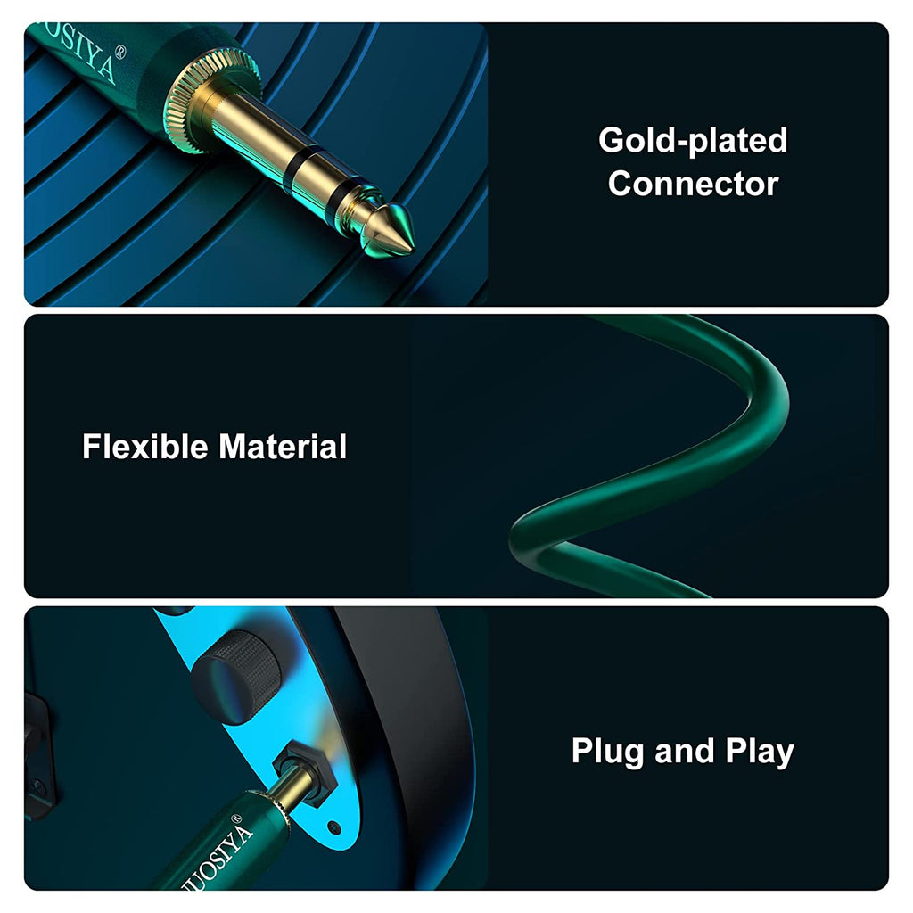 1/4 inch TRS Cable Gold Plated Heavy Duty Copper Shell TRS 6.35mm Male to Male Balanced Stereo Audio Adapter