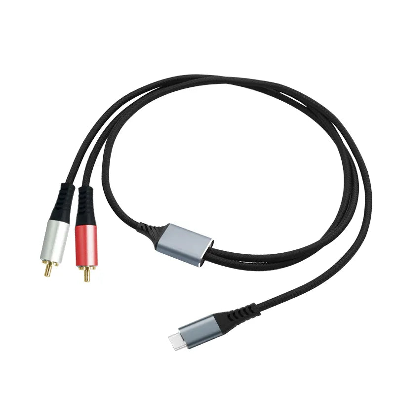 New Fashion USB C to 2 Male RCA Audio Stereo Cable Mobile Phone Gold Plated Plug Type-C to 2 Rca Y Splitter Adapter Cable
